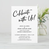 一緒にお祝いしよう！結婚披露宴＋ゴールドストライプ 招待状 (スタンド正面)