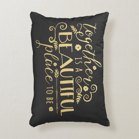 一緒になる美しい場所/金ゴールド枕 アクセントクッション (正面(垂直))