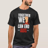 一緒にエイズHIV AIDS認識度Red Riを終了できる Tシャツ (正面)