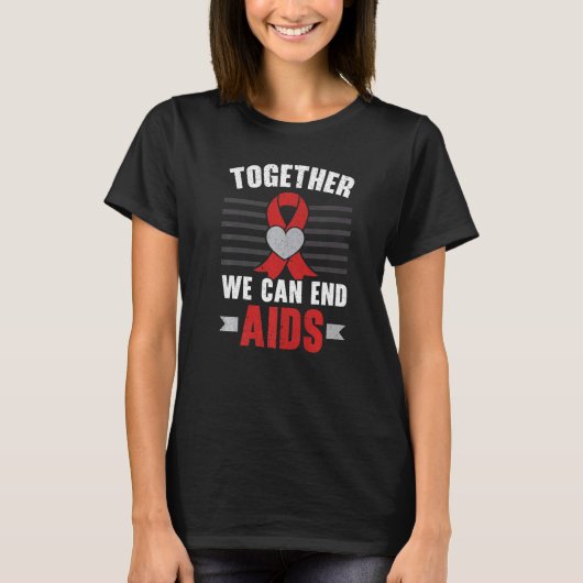一緒にエイズHIV AIDS認識度Red Riを終了できる Tシャツ (正面)