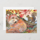 一緒にキツネとリスの昼寝に参加する ポストカード (正面/裏面)