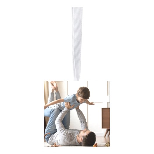 一緒にクリスマスの家族の写真 キューブオーナメント (右)