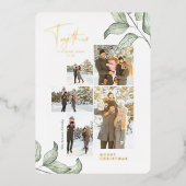 一緒にクリスマス5フォトコラージュ金ゴールド 箔シーズンカード (正面)