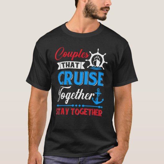 一緒にクルーズするカップルがシャツを着て Tシャツ (正面)