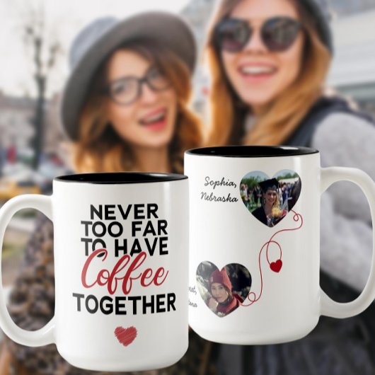 一緒にコーヒーを飲むほど遠くない友人の写真 ツートーンマグカップ