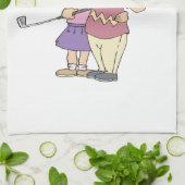 一緒にゴルフをするカップルは一緒にとどまります キッチンタオル (折り畳み)