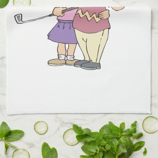 一緒にゴルフをするカップルは一緒にとどまります キッチンタオル (折り畳み)