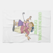 一緒にゴルフをするカップルは一緒にとどまります キッチンタオル (横)