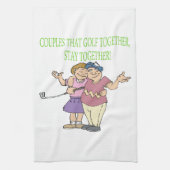 一緒にゴルフをするカップルは一緒にとどまります キッチンタオル (縦)