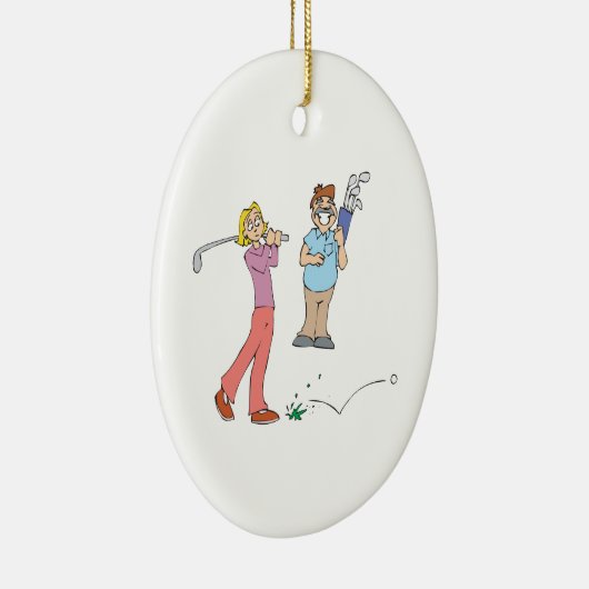 一緒にゴルフをするカップルは一緒にとどまります セラミックオーナメント (右)
