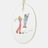 一緒にゴルフをするカップルは一緒にとどまります セラミックオーナメント (左)