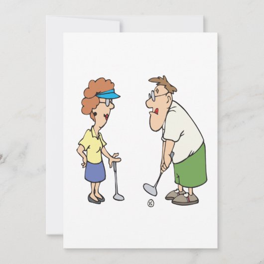 一緒にゴルフをするカップル 招待状 (正面)