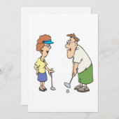 一緒にゴルフをするカップル 招待状 (正面/裏面)