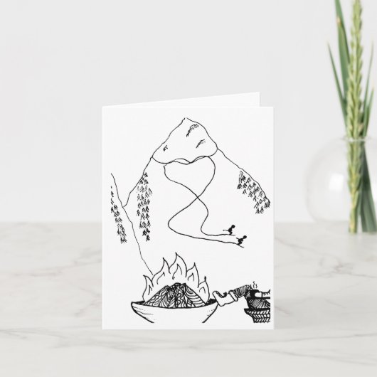 一緒にスキーをするカップル サンキューカード (正面)