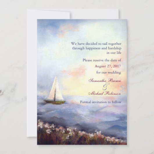 一緒にセーリング結婚式の日付保存 セーブザデート (正面)