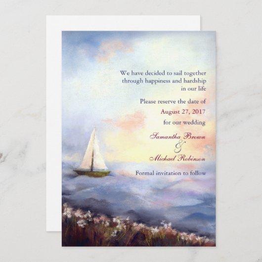 一緒にセーリング結婚式の日付保存 セーブザデート (正面/裏面)