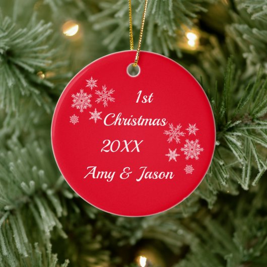 一緒にパーソナライズされたクリスマスの日付 セラミックオーナメント (ツリー)