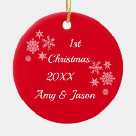 一緒にパーソナライズされたクリスマスの日付 セラミックオーナメント
