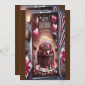 一緒にパーティー(ケーキの日) 招待状 (正面/裏面)