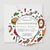 一緒にパーティーBBQレコード引っ越し祝いパーティー 招待状 (正面)