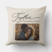 一緒にプリント カップル フォト ニュートラル クリーム クッション (正面)