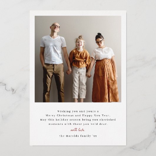 一緒にメリーアーチ写真クリスマス 箔シーズンカード (裏面)