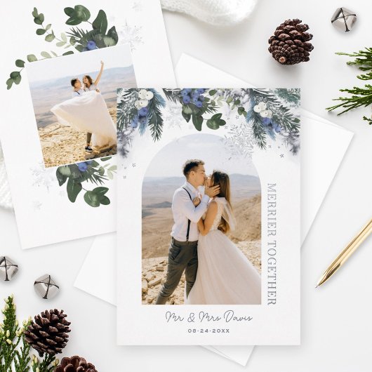 一緒にメリーシルバーブルーグリーン冬のフローラ 箔シーズンカード