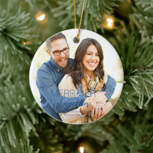 一緒にメリースクリプトパゴダ青クリスマス セラミックオーナメント (ツリー)