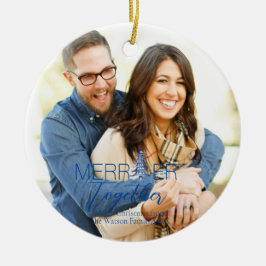 一緒にメリースクリプトパゴダ青クリスマス セラミックオーナメント