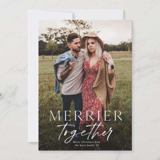 一緒にメリースクリプト写真クリスマス カード (正面)