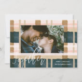 一緒にモダン緑ピンクの水色の格子写真 シーズンカード (正面)