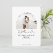 一緒に一シンプルつエレガントモダンのアーチ写真 セーブザデート (スタンド正面)