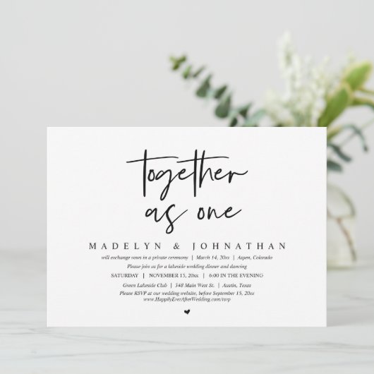 一緒に一緒に、結婚の駆け落ちディナーパーティー 招待状 (スタンド正面)