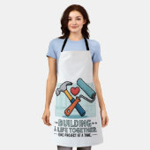 一緒に人生を建物する | かわいいDIYカップル&ホーム エプロン (着用した状態)