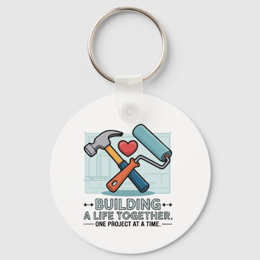 一緒に人生を建物する | かわいいDIYカップル&ホーム キーホルダー (裏面)