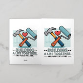 一緒に人生を建物する | かわいいDIYカップル&ホーム 箔グリーティングカード (外側レイダウン)