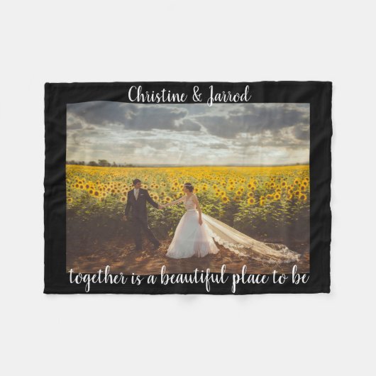 一緒に写真になる美しい場所 フリースブランケット (正面(横))