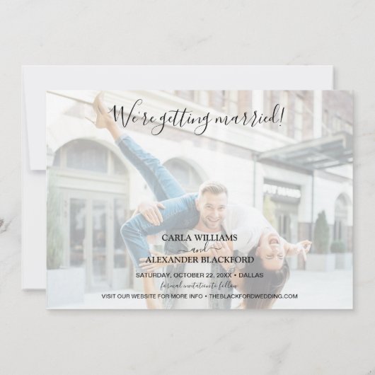 一緒に写真エレガント結婚式の日付を保存 セーブザデート (裏面)