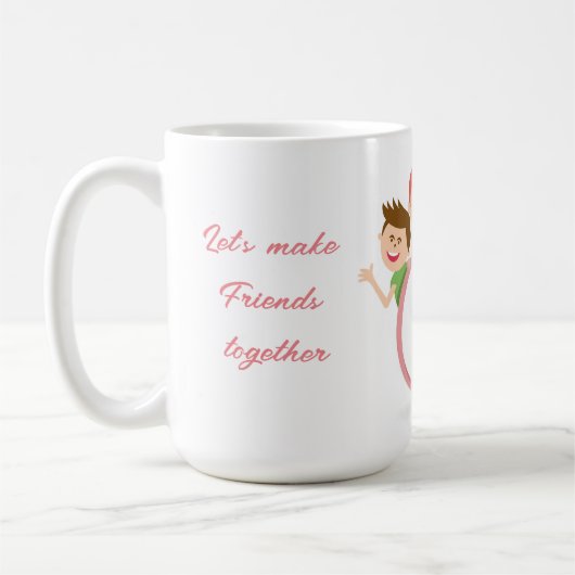 一緒に友達を作ろう男の子クリップアート コーヒーマグカップ (左)