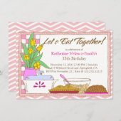 一緒に夕食か食べ昼食の誕生日 招待状 (正面/裏面)