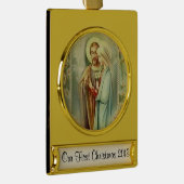 一緒に宗教花嫁を結婚する初めてのクリスマス ゴールドプレートバナーオーナメント (右)