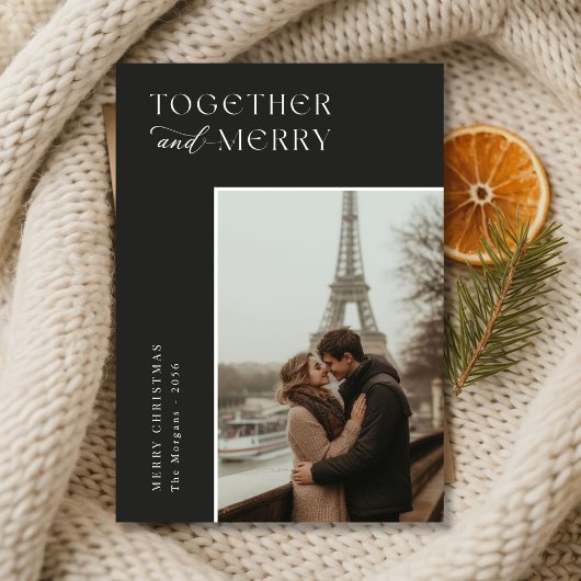 一緒に家族のメリー写真のエレガントクリスマス シーズンカード
