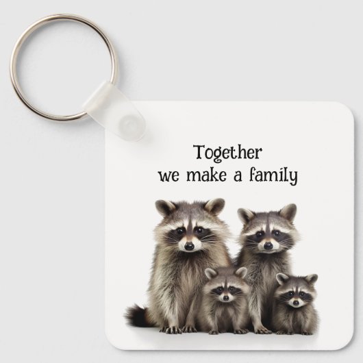 一緒に家族の引用文アライグマを作る キーホルダー (正面)