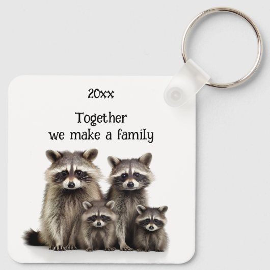 一緒に家族の引用文アライグマを作る キーホルダー (裏面)