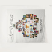 一緒に家族の愛の形を作るハート型写真コラージュ タペストリー (正面(横))