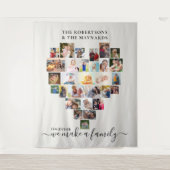 一緒に家族の愛の形を作るハート型写真コラージュ タペストリー (正面)