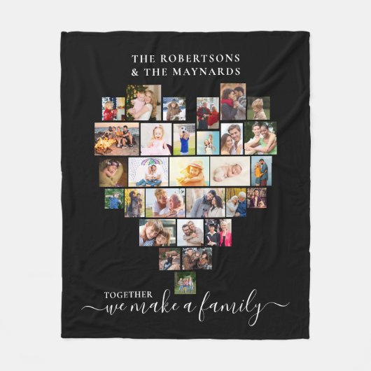 一緒に家族ハート29写真コラージュを作る フリースブランケット (正面)