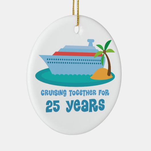 一緒に巡航ギフト25年の間記念日の セラミックオーナメント (右)