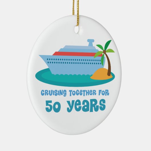 一緒に巡航ギフト50年の間記念日の セラミックオーナメント (右)