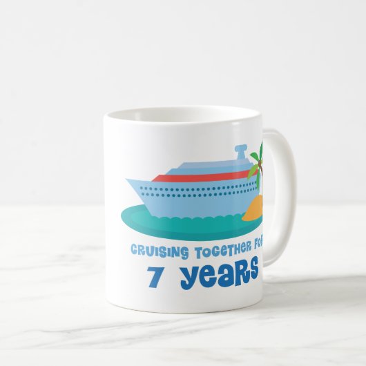 一緒に巡航ギフト7年の間記念日の コーヒーマグカップ (正面右)
